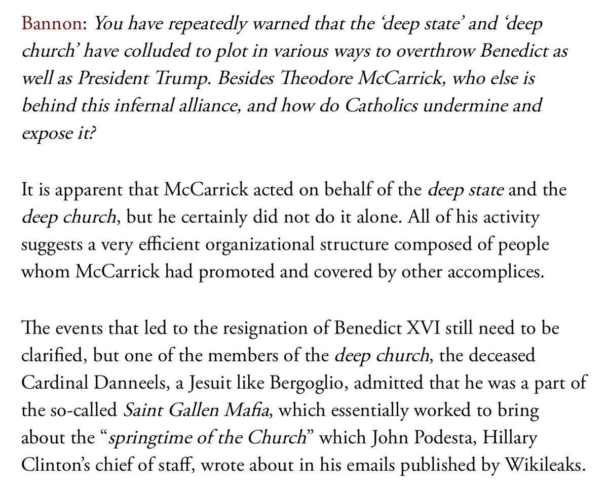 As always, McCarrick plays a key role. He has truly become a figure of mythical malevolence beyond anything that the McCarrick report described (which was bad enough). He's not a person anymore; he's a main character in this epic drama of Light versus Dark.