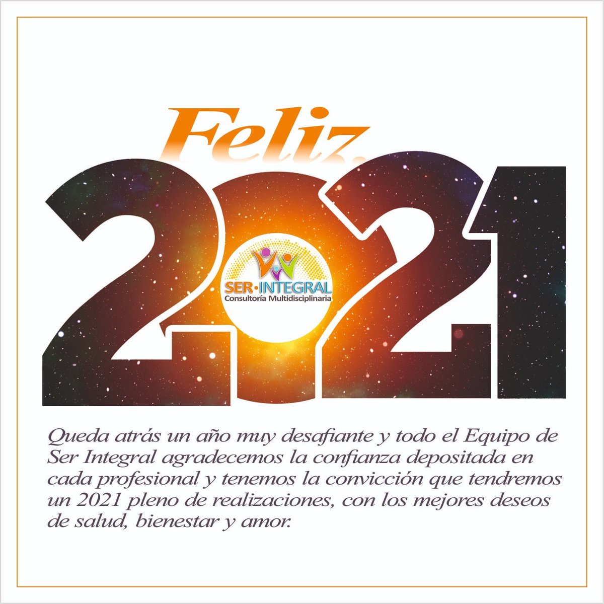 SerIntegral3's tweet photo. Dejamos atrás un año que nos exigió muchísimo y lo superamos!!! Con sumo agrado el Equipo de Ser Integral agradecemos la confianza depositada en cada profesional, por lo que tenemos la convicción que tendremos un 2021 exitoso!
🥂 Salud!!!
#SerIntegral #Feliz2021 #Saludybienestar https://t.co/RbHTHOz7ez