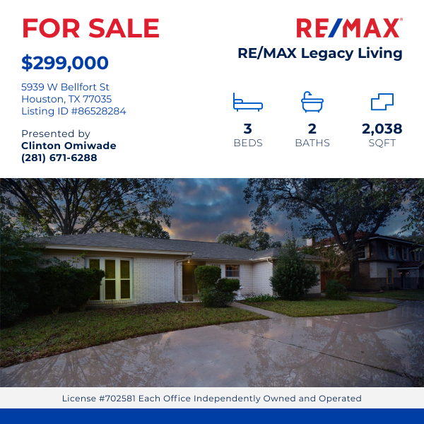 ClintRealestate's tweet photo. Beautiful home at 5939 W Bellfort St, Houston, TX 77035 for sale. Call me to learn more  (281) 671-6288. https://t.co/SV33T5Yrp7