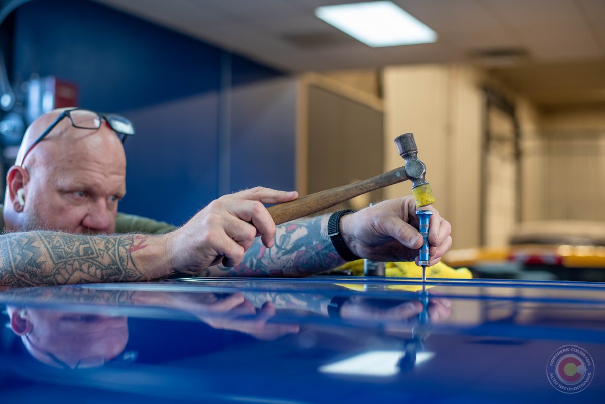 NocoRecon's tweet photo. PDR, or Paintless Dent Repair is a repair method in which dents, small creases, or other body panel damage is removed from the vehicle without using fillers or affecting the integrity of the paint. https://t.co/rObs4IA1VE