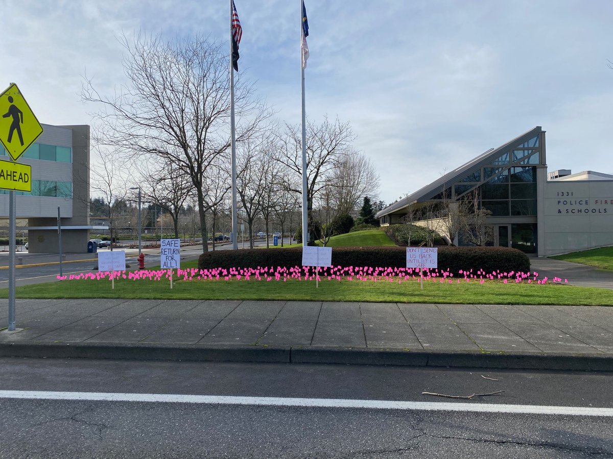 One of my school's secretaries sent me this picture from in front of our district office. A flag for every student and educator in the US taken by COVID. 
No return to buildings until it's actually safe, not fake hybrid "safe".