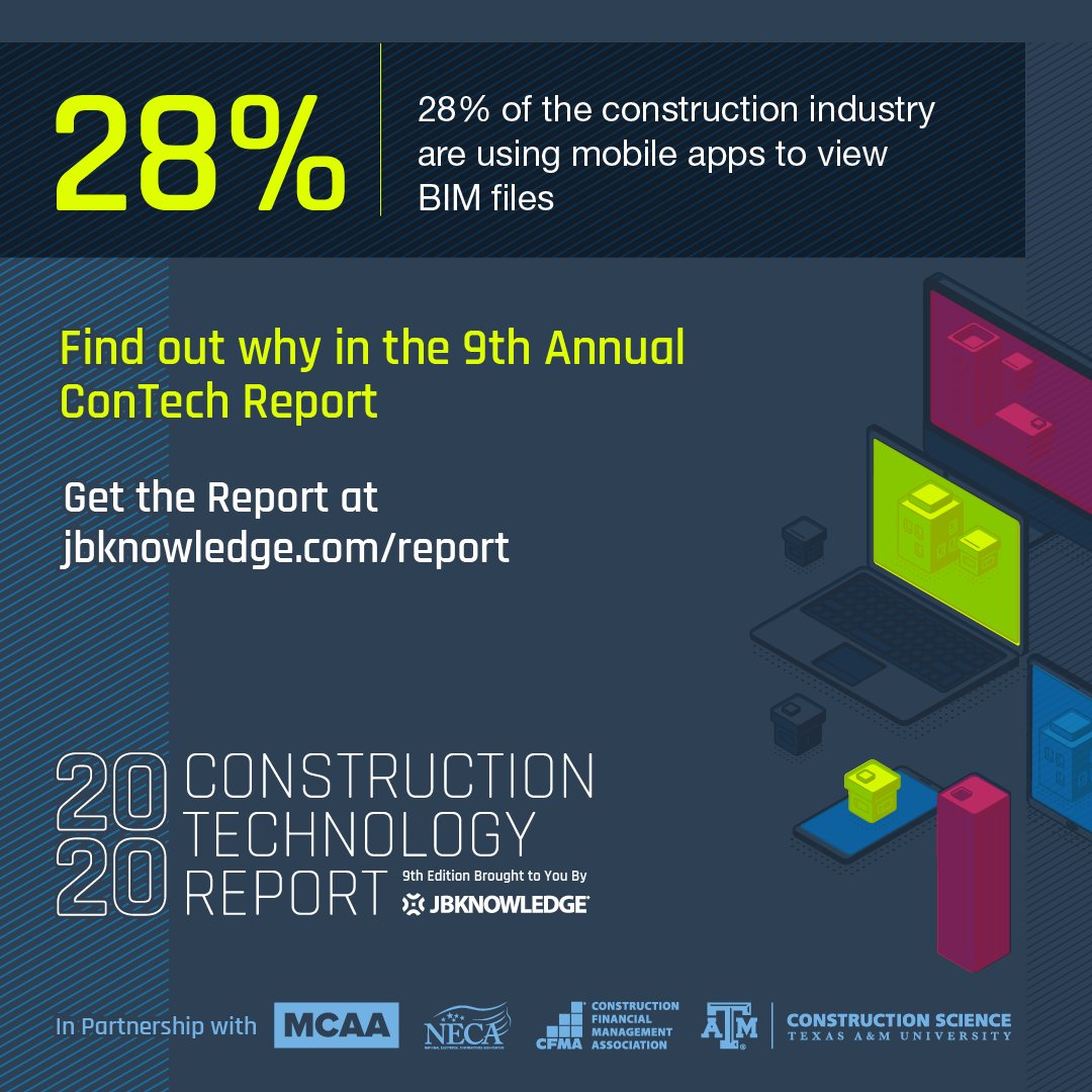 JBKnowledge's tweet image. What #constructionapps are you using on your phone? Learn about BIM trends, budgets, IT, and 2020&apos;s favorite software and apps in the 2020 #ConTechReport! 
Download the report here: jbk.fyi/3aY8aVV