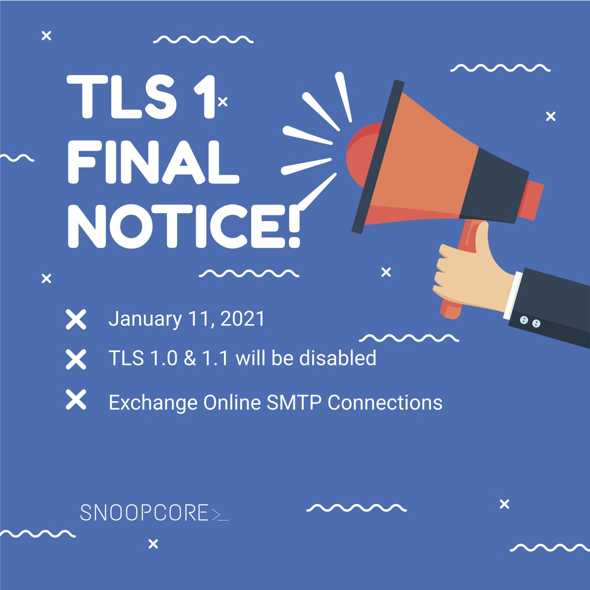 snoopcore_com's tweet photo. Are you and your company ready for the deprecation of TLS 1.0 and 1.1 in #ExchangeOnline? Not sure? use this report to check https://t.co/lX28osjjWl and read more in the official Docs article https://t.co/gAvg01oTlQ https://t.co/IvFWRKPkFT