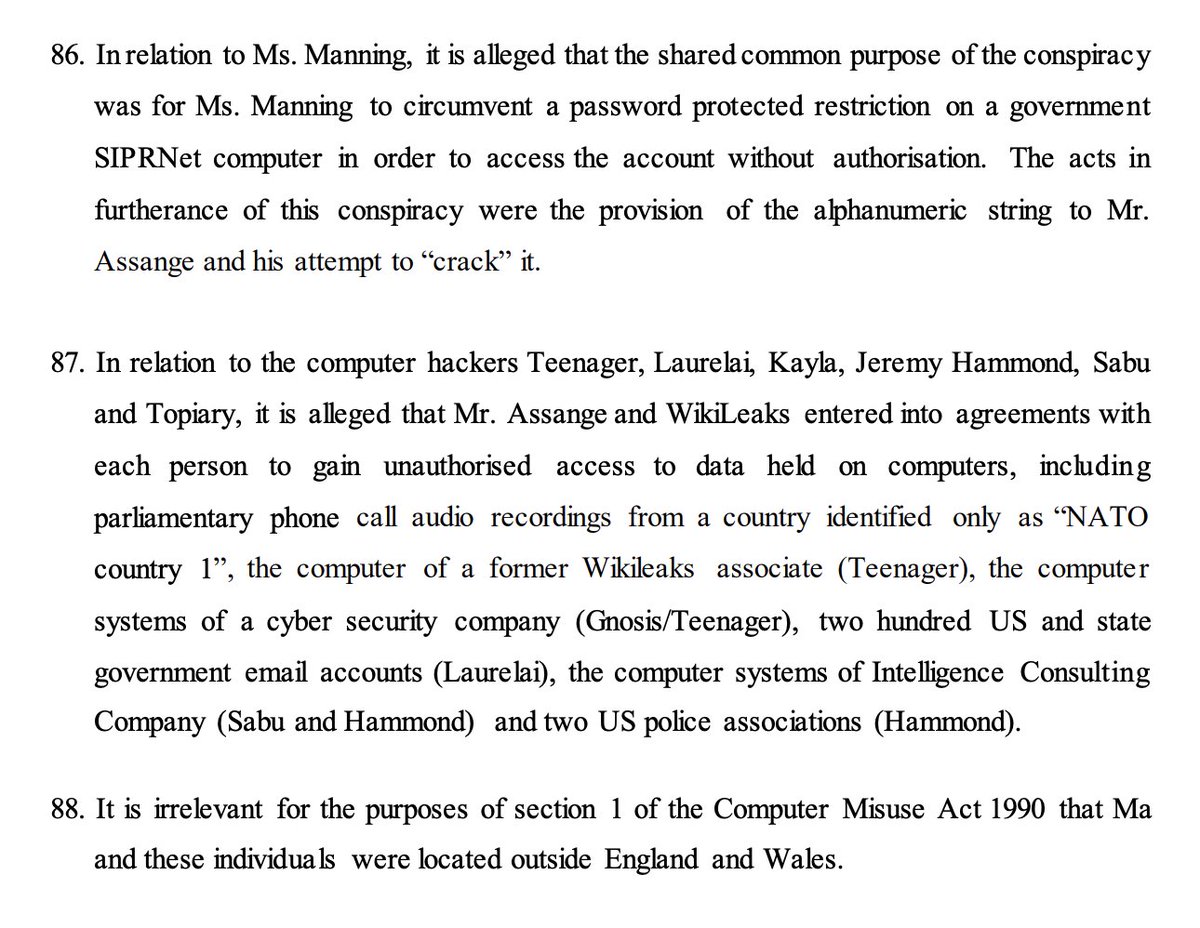 Here are Baraitsers three findings wrt the alleged acts being crimes in the UK. The most obvious is the conspiracy to hack that three people were already prosecuted for in the UK was a crime in the UK.