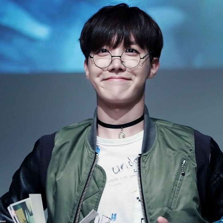 hoseok wearing glasses; a thread