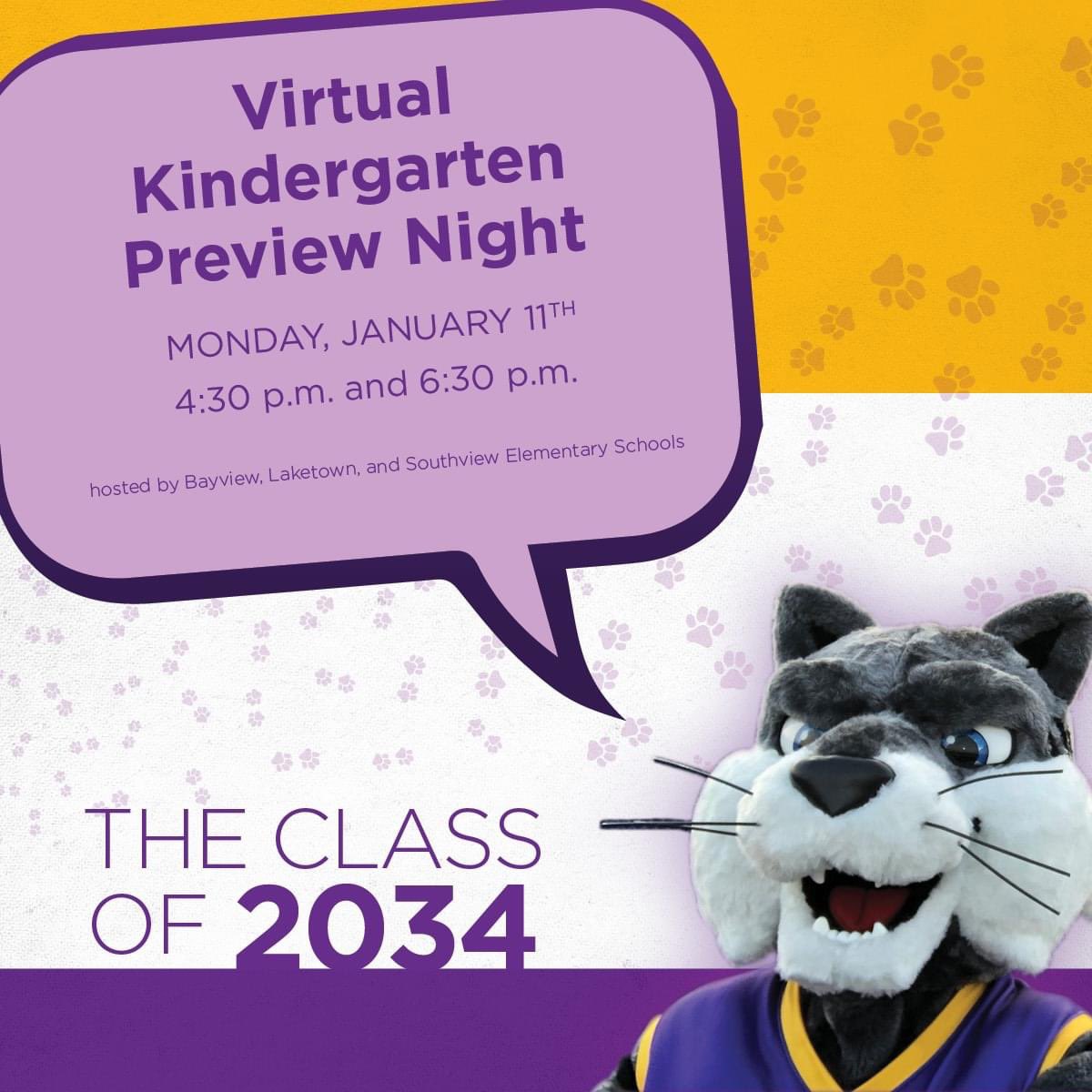 Virtual Kindergarten Preview Night:
Monday, January 11th. Hosted by Bayview, Laketown, Southview Elementary Schools 🏫 
ZOOM links for each elementary school's preview night: isd110.org/student-enroll…