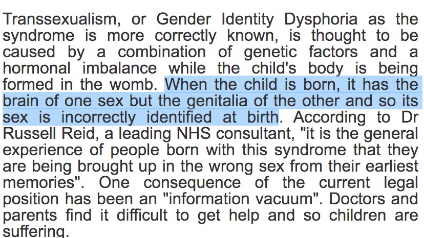 This is from Lynne Jones' website published just after passage of the GRA. Jones didn't invent these ideas, she got them from her time on the Parliamentary Forum, whose member included Whittle, Burns, and other ppl from GIRES. http://www.lynnejones.org.uk/lynne-jones-mp/transsex.htm