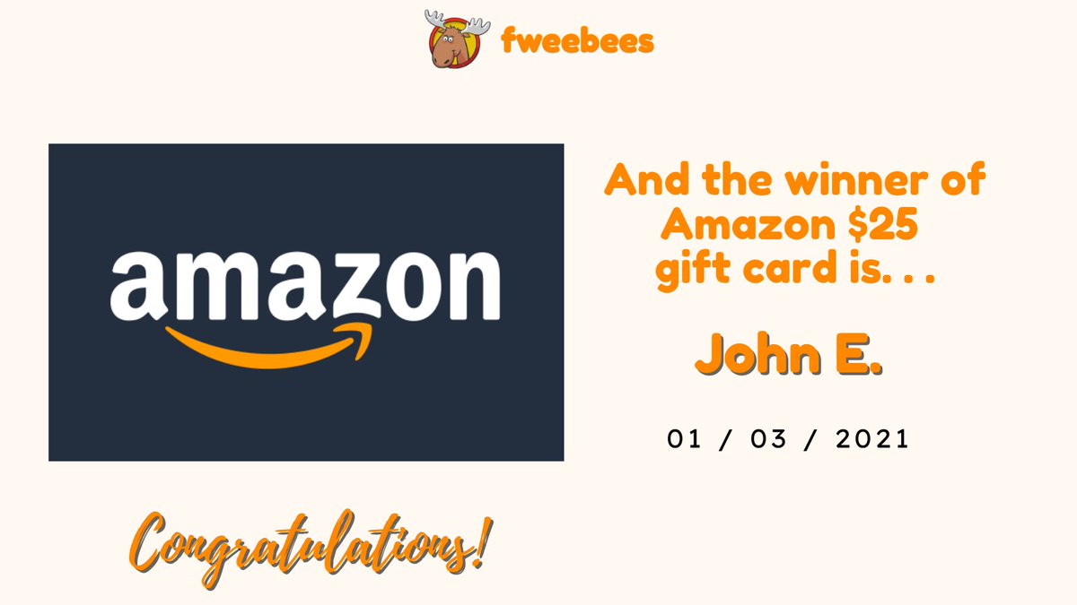 fweebees's tweet image. And the winner of yesterday's fweebee - Amazon $25 gift card is...

John E.

Congratulations John! We'll be in touch to ship your prize out.
