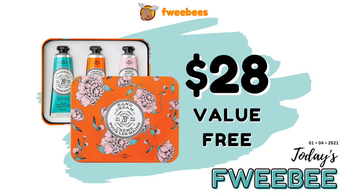 fweebees's tweet image. Today's fweebee is an La Chatelaine Hand Cream Trio, could be yours for free. Enter now at fweebees.com! 

#fweebees #dailyfweebee #free #freestuff #freebie #freebies #sweepstakes #HandCreamTrio #LaChatelaine