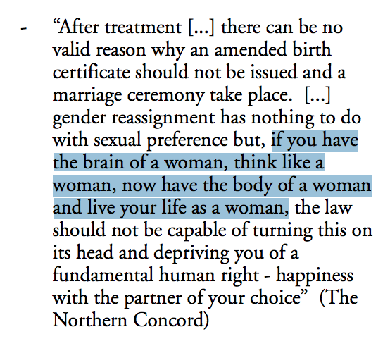 The report also contains excerpts from submissions that say things like this: