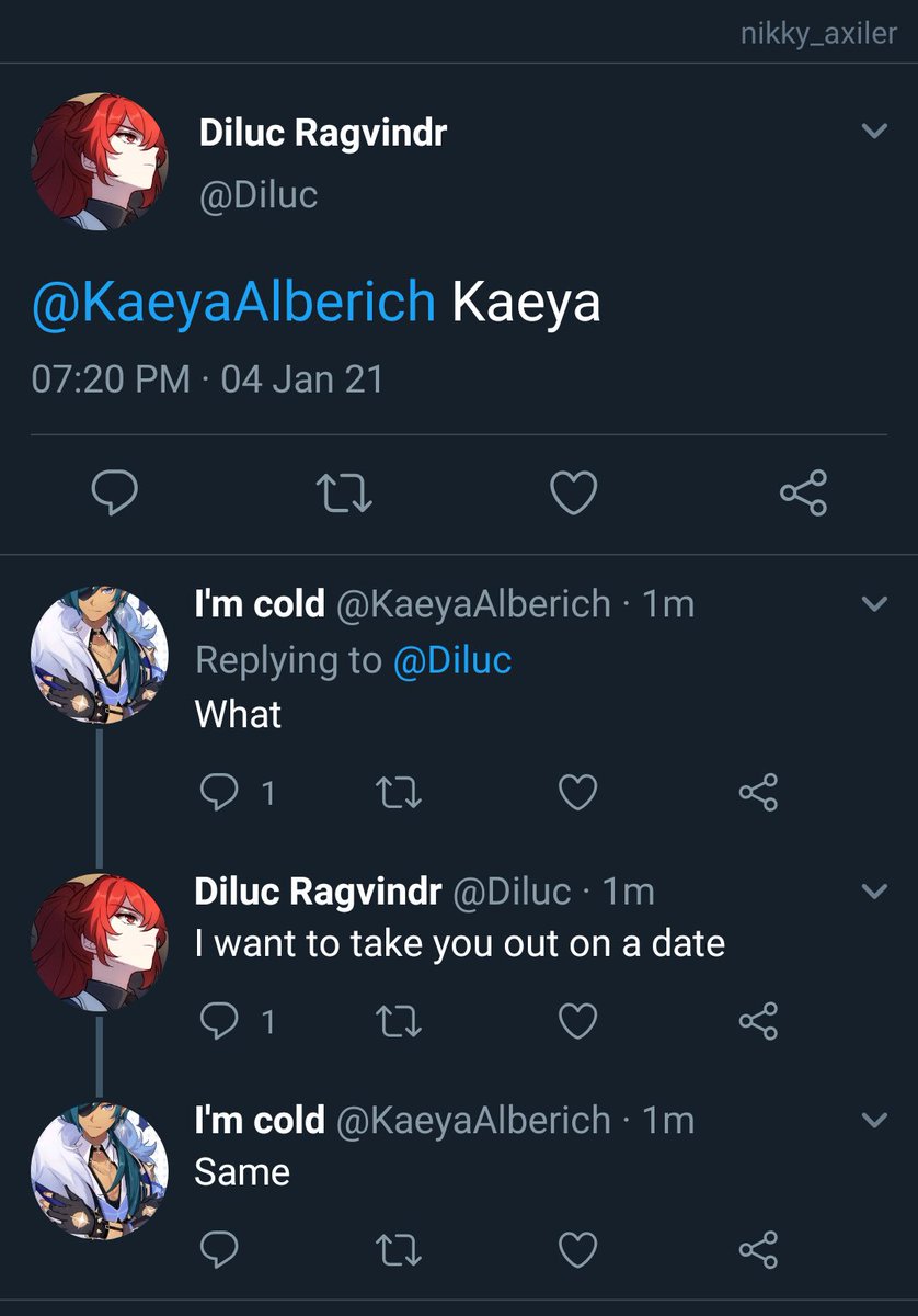  #LucKae; here we see Diluc shooting his shot