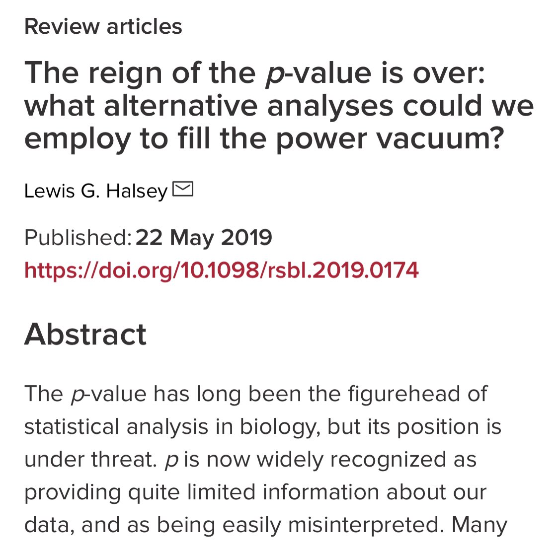 Leading scientists have raised concerns about the autocratic tendencies during the “reign” of the p-value, including misinformation being spread by the p-value on social media. https://royalsocietypublishing.org/doi/10.1098/rsbl.2019.0174