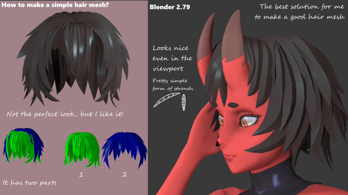Hentai Masters🔞 on Twitter: "That's how I making hair! (If somebody got  interested) I can spend 2-6 hours on making hairstyle. This is not a  tutorial! And yeah... I'm still using Blender