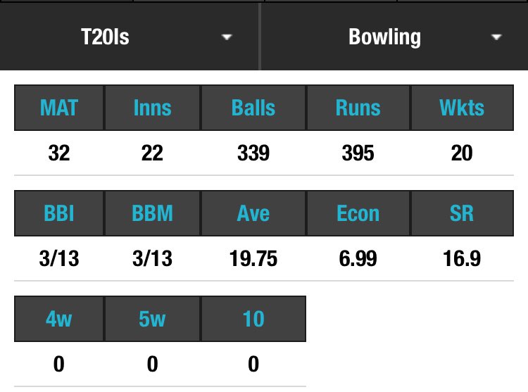 Abdul Razzaq T20I stats.