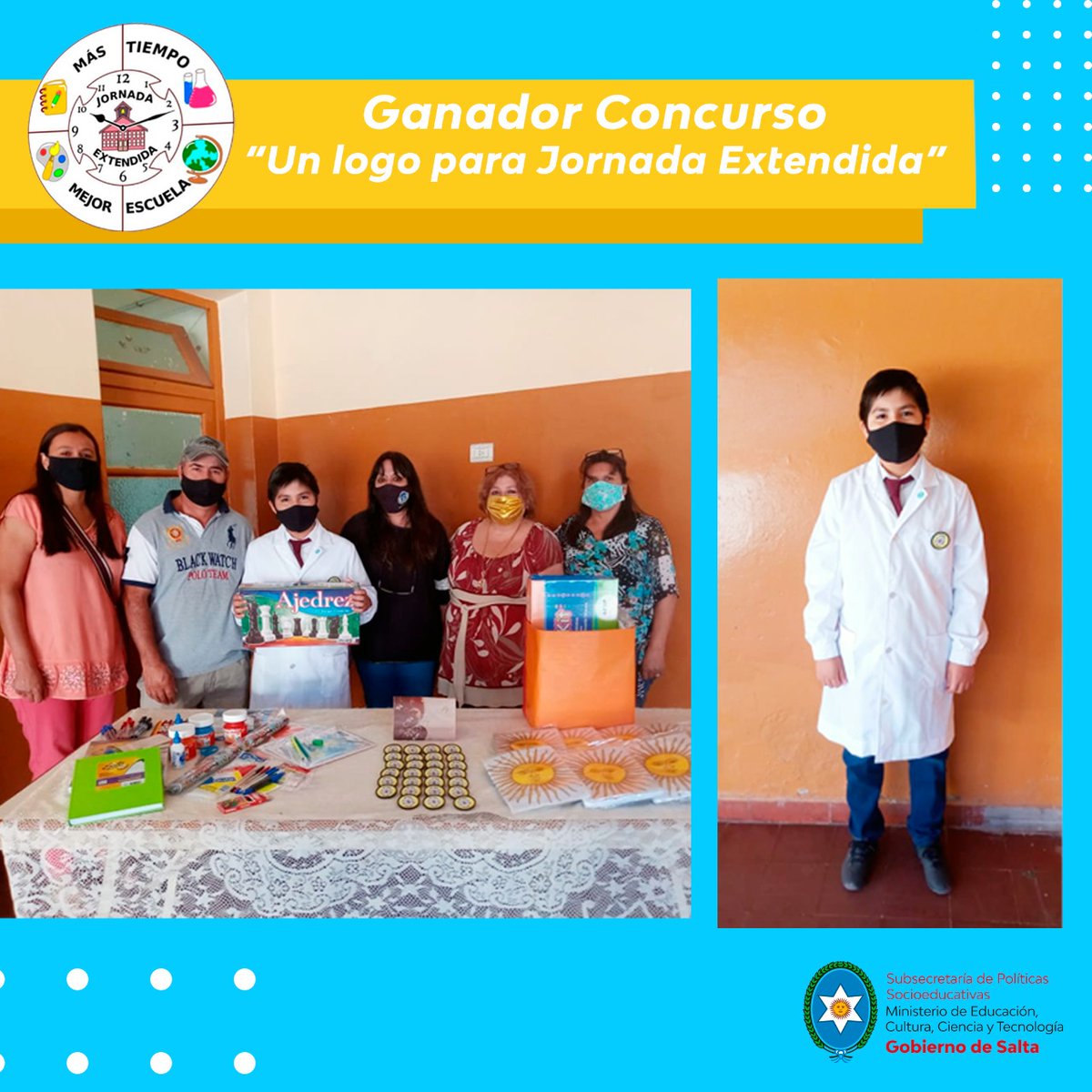 -📝🖍🌈La semana pasada se eligió al ganador del concurso "Un logo para Jornada Extendida", su nombre es Facundo Cabral y es alumno de sexto grado de la Escuela Juán  Vucetich, de la ciudad de San José de Metán.

#Políticassocioeducativas #JornadaExtendida  #SaltaArgentina