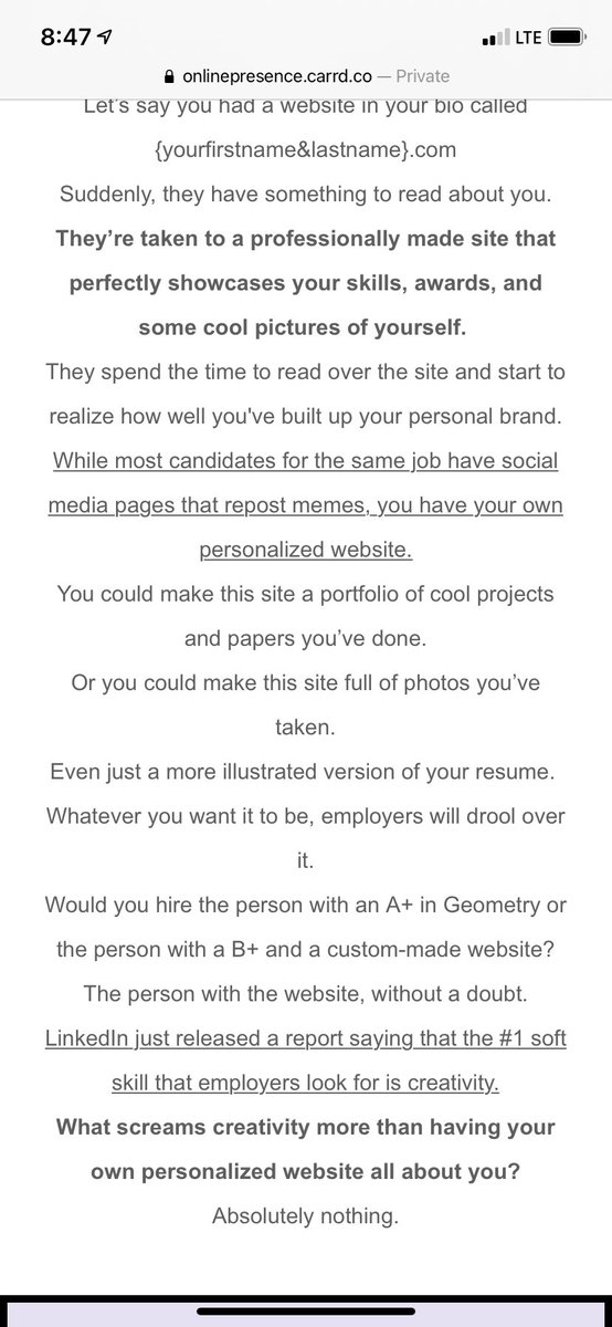 5. Bolding and UnderliningIf you have long chunks of text it will be hard to keep interest.By bolding and underlining important portions of your copy, it draws the readers attention in.Keeping them interested and emphasizing the main points. Example: