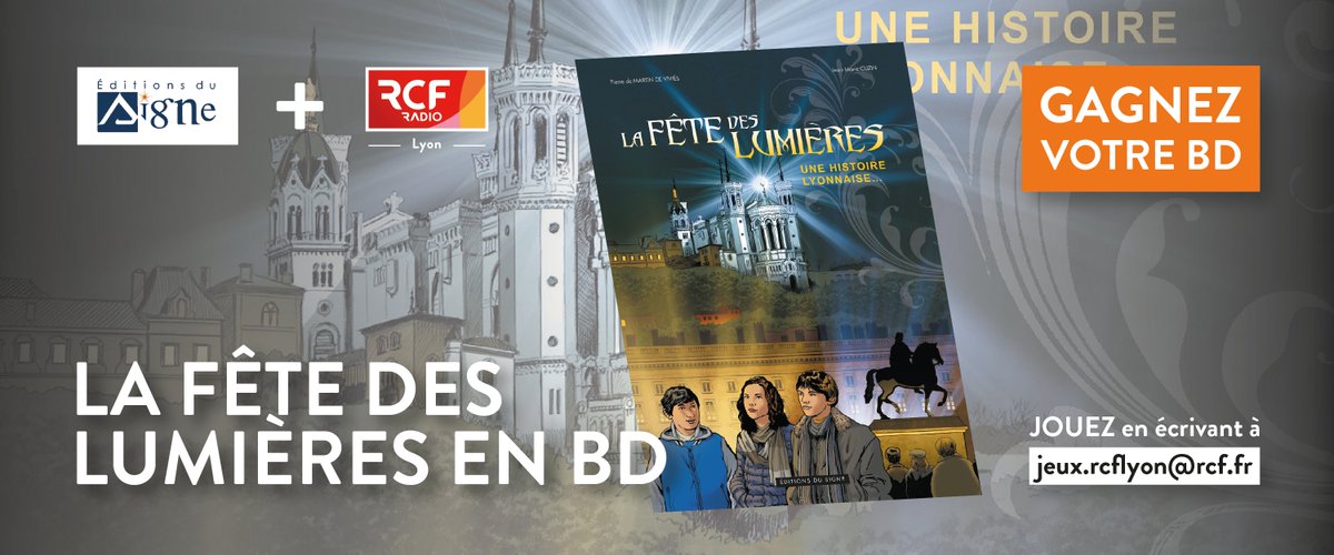 La #FêteDesLumières édition 2020 a été très spéciale... mais d'ailleurs, connaissez-vous bien son histoire ? 🌟
🎁 GAGNEZ votre BD "La fête des lumières, une Histoire lyonnaise" (<a href="/Editionsdusigne/">Editions du signe</a>) : embarquez dans un voyage dans le temps !
📧 participation à jeux.rcflyon@rcf.fr