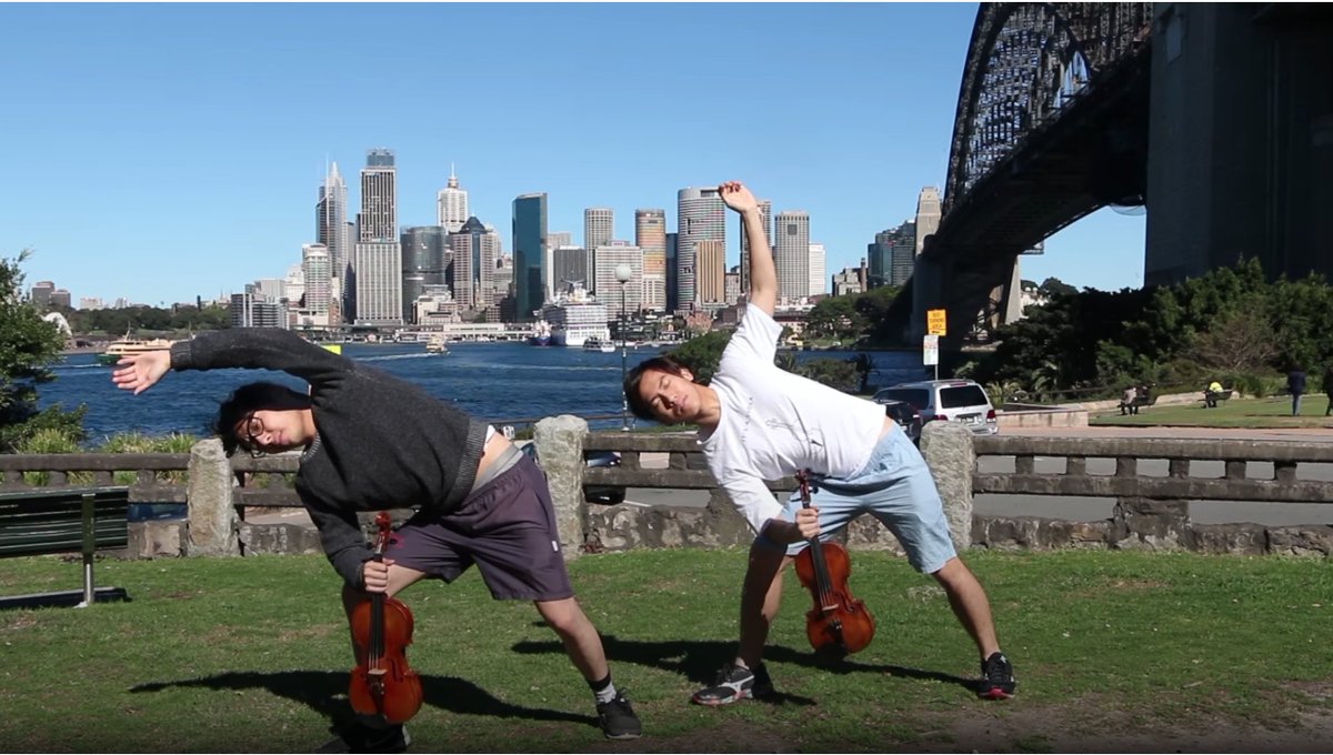 Twoset flexing their muscles and flexing their North Sydney waterfront views