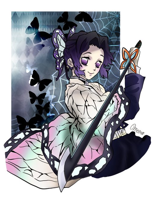 太郎さんがTwitterに投稿した胡蝶しのぶ(鬼滅の刃)のイラスト。