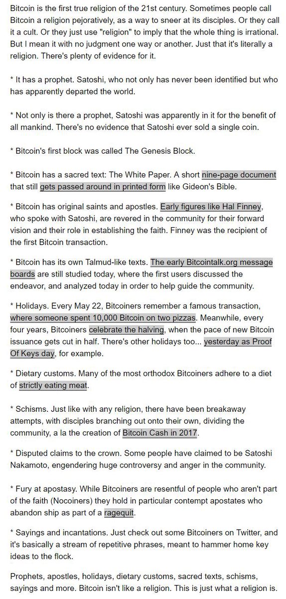 The First Religion of 21st Centrury -  #BTC    @TheStalwart identifies the parallel building blocks of the Bitcoin Religion!