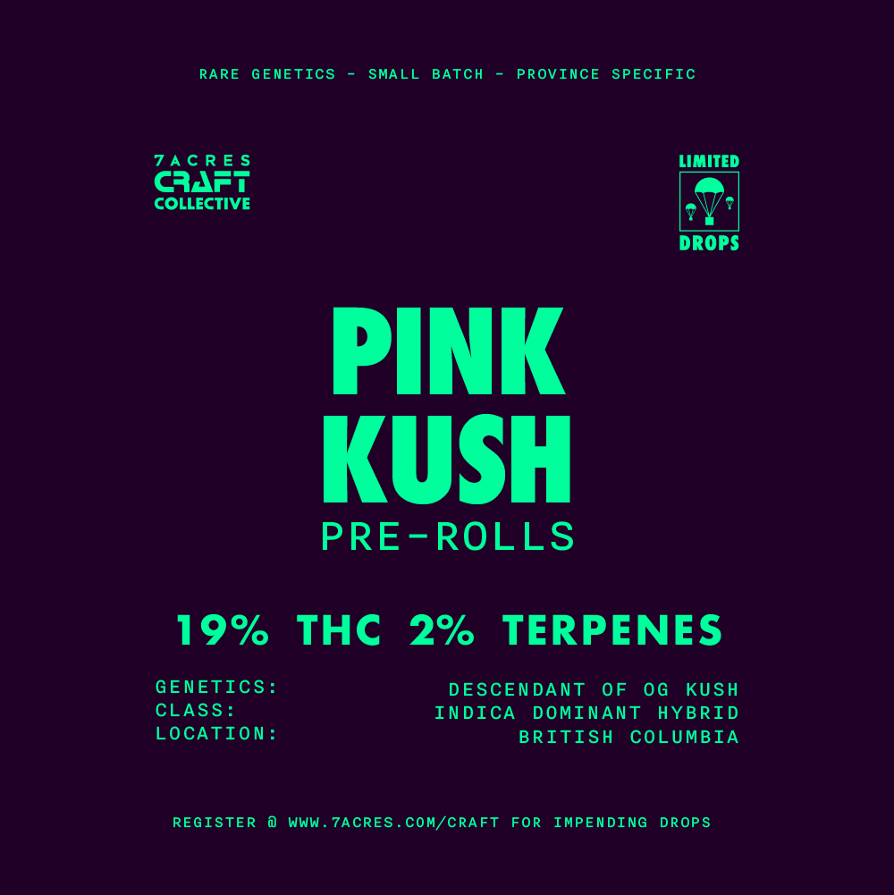 7ACRESmj's tweet photo. Tom Ford Pink Kush pre-rolls have landed. Full flower, craft grown, 3x0.5g pre-rolls per package. Now available in British Columbia for a limited time only. Other provinces to be announced.
#7ACCC #PinkKush #RespectThePlant #CanadianCannabis #CraftCannabis https://t.co/igdvWhi504