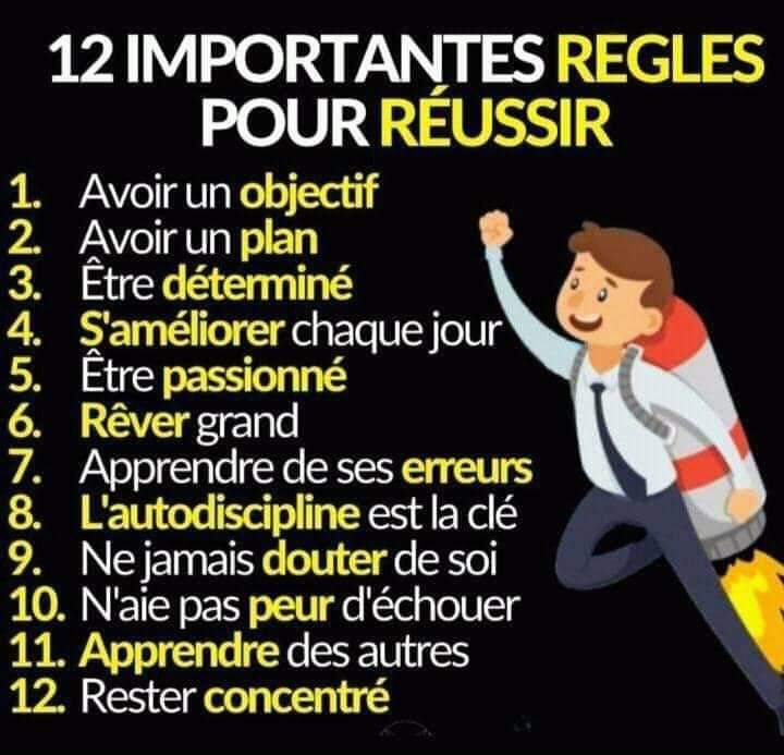 Lu pour vous sur le net, voici douze importantes règles pour réussir dans la vie.