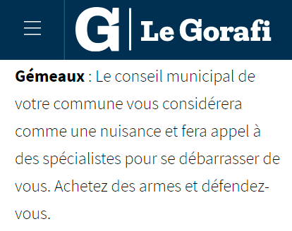 HumourWasquehal's tweet photo. Si mon horoscope du Gorafi est juste, je quitte #Wasquehal et je demande l'asile politique à la Belgique https://t.co/KRRZMechA6