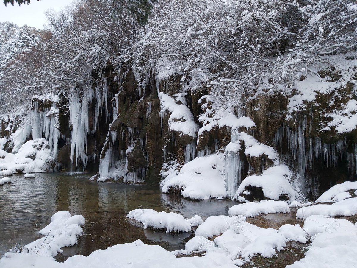 rioTajoVIVO's tweet photo. 😍❄El Monumento Natural del Nacimiento del río Cuervo muestra éstos días una belleza escultural, donde el agua se detiene y forma paisajes de pura magia serrana, a -15°c
#SerraníaDeCuenca #Cuenca #escapadas #naturaleza #nieve ❄ https://t.co/wqlyrjcgZ6