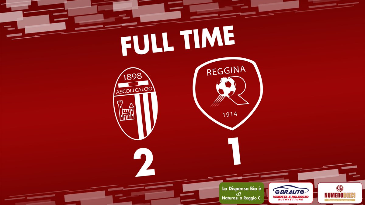 Reggina_1914's tweet photo. ⏹ | FULL TIME 

📎 Il tabellino della gara: https://t.co/8xukLqGOO1

#AscRgi 2️⃣-1️⃣ #SerieBKT https://t.co/FNflEarujF