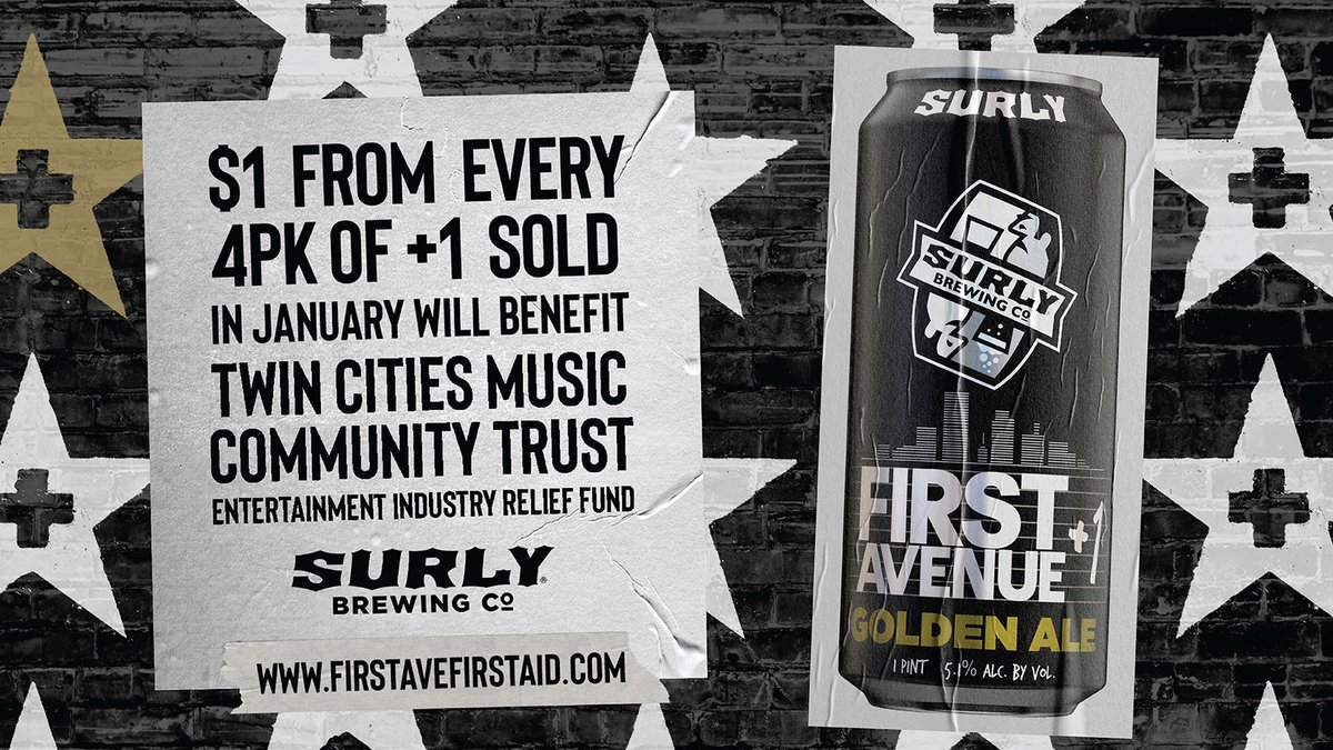 Real talk, @FirstAvenue has been there for me every time I've needed them, good and bad. That's why I'm so proud to announce $1 from every 4-pack of @surlybrewing +1 sold this month goes directly to #TCMCT to save our beloved venue. #SaveOurStages 
cc: @amyklobuchar @Jacob_Frey