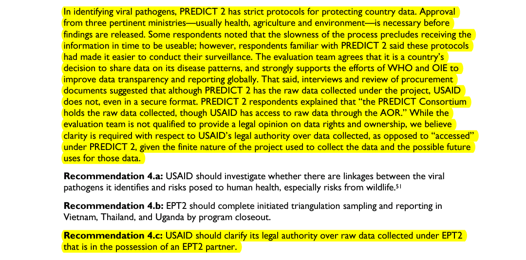 Some recommendations were even made to that effect: "USAID should clarify its legal authority over raw data collected under EPT2 that is in the possession of an EPT2 partner."