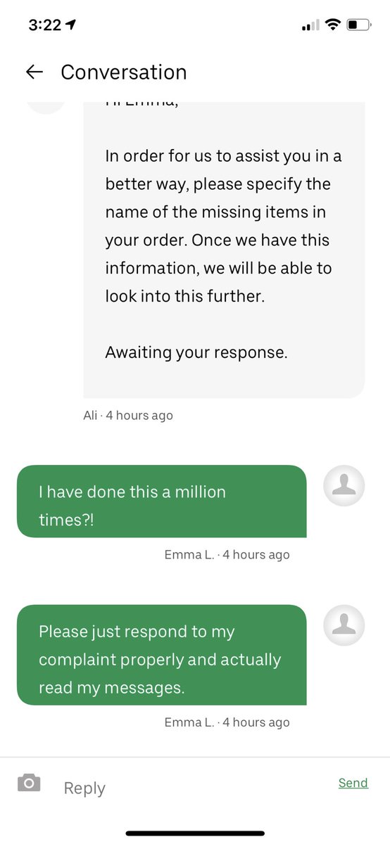 EmmaMayyLewis's tweet photo. @UberUKsupport really taking the biscuit. The worst customer service i have ever experienced. Just constantly met with robots on a script. I genuinely dont think one single human has read my actual complaint. HELP!!! https://t.co/xMNf7eGD6c