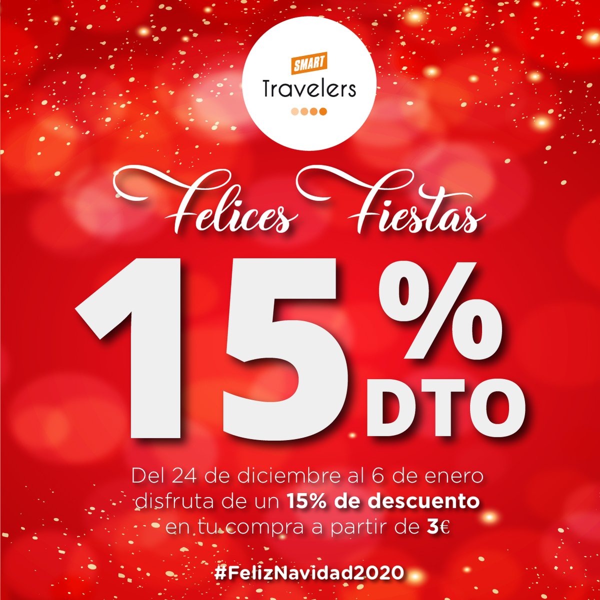TIC, TAC ⏳ Últimos días para disfrutar del 15% de descuento en todas las compras superiores a 3 €... ¡Date prisa y no te quedes sin tu descuento de #Navidad!

🗓 Promoción válida hasta el miércoles 6 de enero