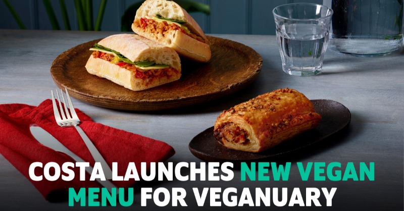 veganuary's tweet photo. WOW. 😱 @CostaCoffee has just launched a heap of new vegan products for their #Veganuary2021 menu! 🌯🎉⁠ Incl. a BBQ Chick’n Panini and Roasted Butternut Squash Roll⁠. And they're offering 50% off all food menu items! (4th Jan-3rd Feb). Check Costa's website for full T&amp;Cs. RT! https://t.co/N2vSwXiIeG