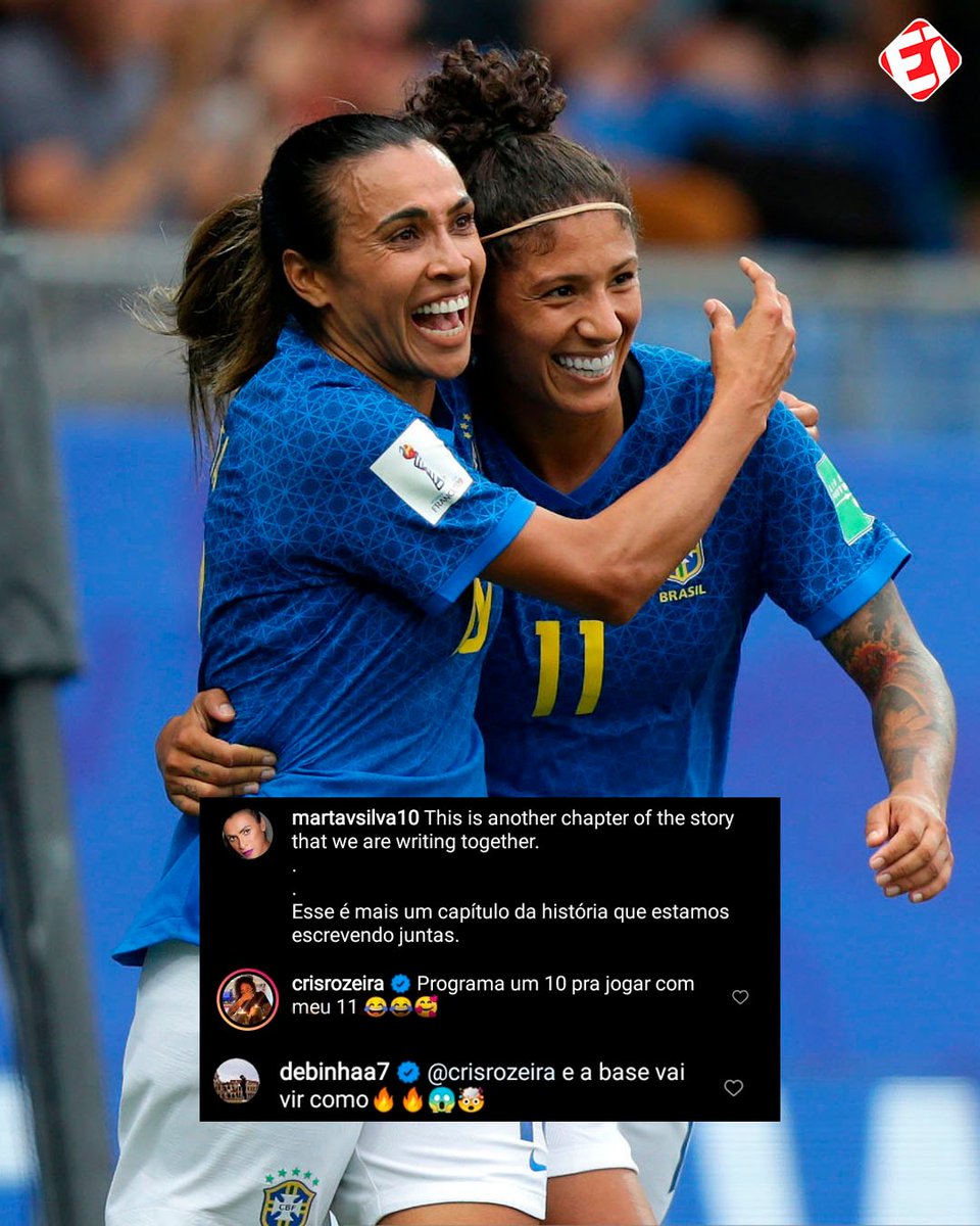 TNTSportsBR's tweet photo. E A BASE VEM COMO?! 👀🤣 Se liga na resenha que rolou nos comentários do post da Marta! E aí, o camisa 11 já está vindo, será que o 10 também vem? #Marta #Cris #Debinha https://t.co/20MR5aRQZH