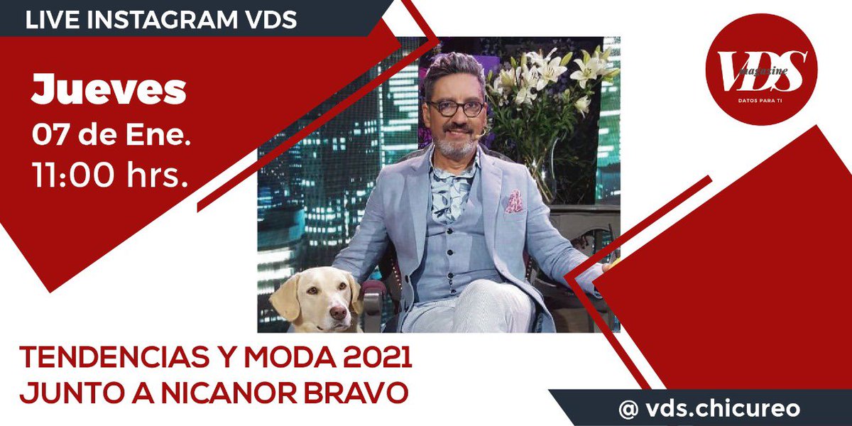 revistavds's tweet photo. Este jueves conversaremos con el destacado diseñador Nicanor Bravo, hablaremos de cómo se viene la moda este 2021 y muchas otras sorpresas que no te puedes perder en el Instagram de VDS
https://t.co/Vpw0jaQhcJ
¡Agenda la fecha!
@losingleses 
#vdsmagazine #datoVDS #chicureo #moda https://t.co/6yDnNNq0yn