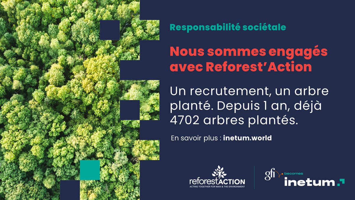 Depuis 2006, nous avons pris des initiatives pour sensibiliser nos équipes aux enjeux environnementaux avec <a href="/reforestaction/">Reforest'Action</a>
Nous sommes fier de vous annoncer que c’est plus de 4700 arbres qui ont étés plantés par nos collaborateurs ! 
#WeAreInetum