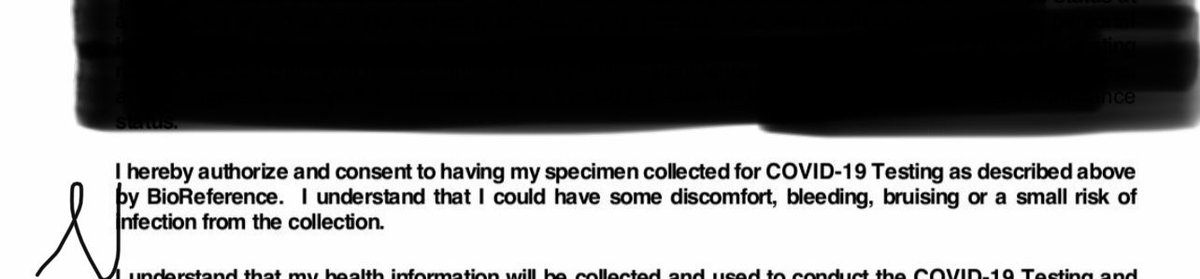 Rachel__Bush's tweet photo. risk of infection from a covid test ?! Nah, y’all better hope not. Smh always read the small print people. https://t.co/NhOuXd2rwJ