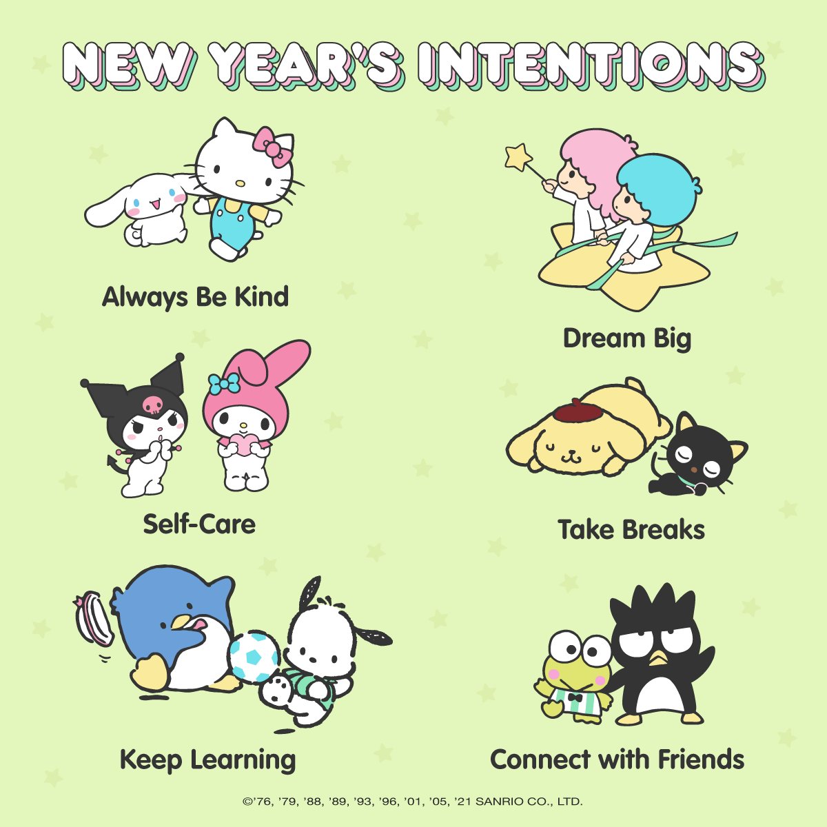 sanrio's tweet photo. What are your New Year's Intentions? ✨ https://t.co/XCIGbYY4fM