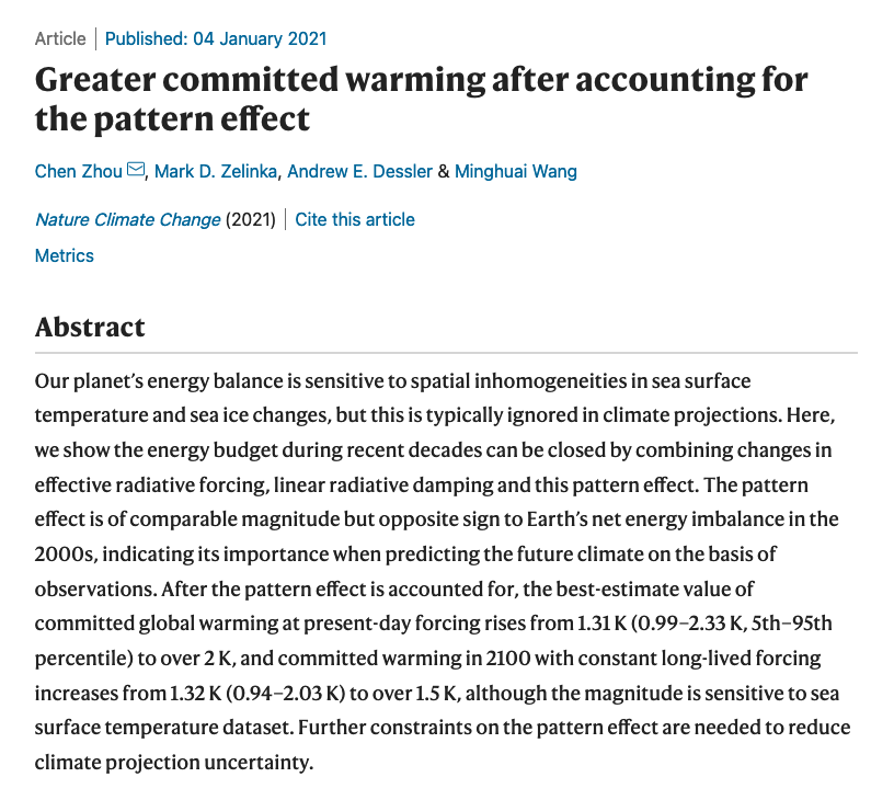 I'm a co-author on a new paper about committed warming!  @mzelinka is a co-author, so you know it's good! https://www.nature.com/articles/s41558-020-00955-x