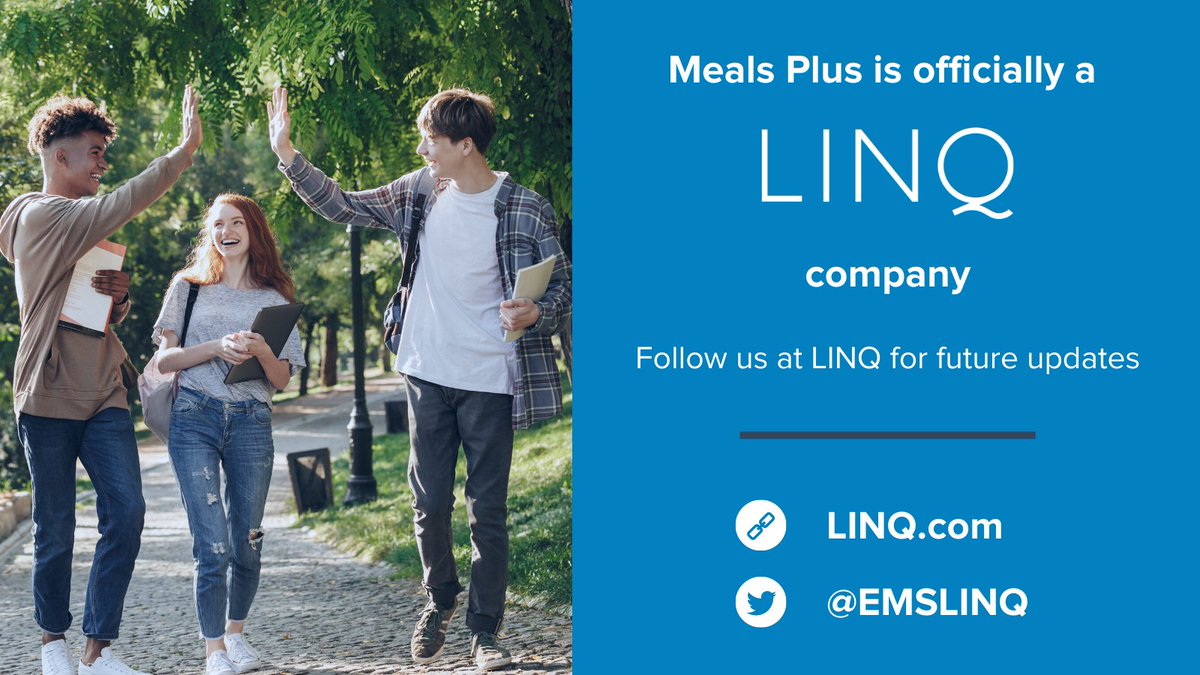 We're so excited: only 4 more days until Meals Plus is officially LINQ! Remember, we're still the same great product and support but with a new name. You can find us at LINQ.com and as @EMSLINQ on Twitter.