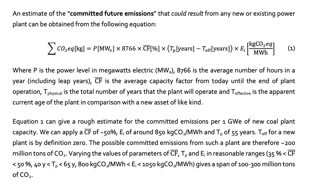 [3/x] Capacity-averaged age of all coal power in operation today is ~18 years. Committed emissions from existing and under-construction coal power is ~300 GTCO2-eq (294 is our central estimate, IEA say ~328). Each new 1 GW-plant commits to ~0.2 GT additionally.