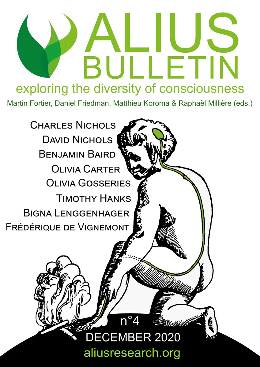 We're thrilled to announce the publication of the 4th issue of the ALIUS Bulletin, featuring an original contribution from Charles and David Nichols, as well as interviews with Benjamin Baird, <a href="/OCarterUoM/">Olivia Carter</a>, <a href="/OliviaGosseries/">Olive</a>, <a href="/hanks_tim/">Tim Hanks</a>, <a href="/BignaLen/">Bigna Lenggenhager</a>, and Frédérique de Vignemont 🧵 1/