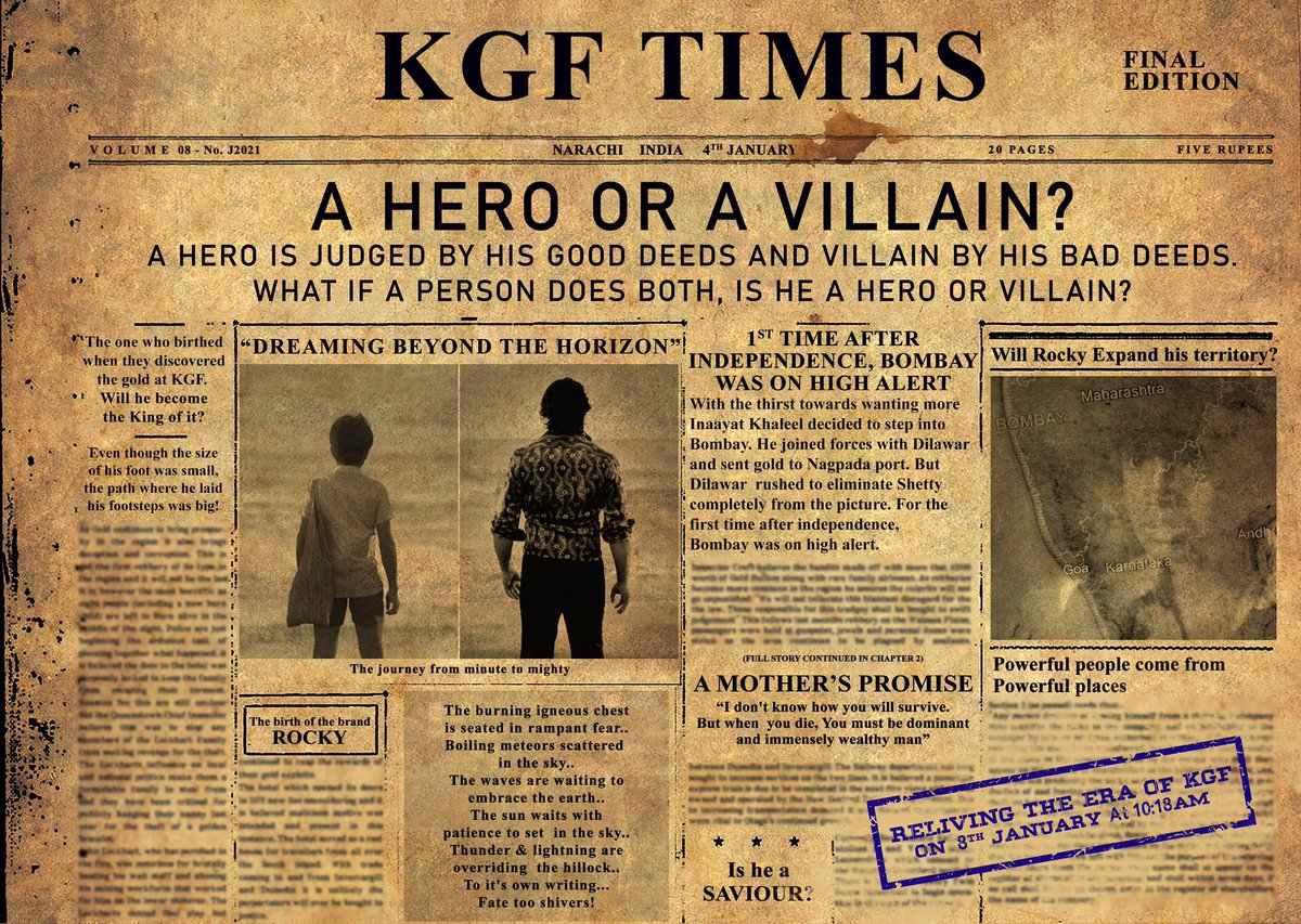BeardoTweets's tweet photo. Signing The Death Warrant Of India's Biggest Criminal On Jan 8, 10:18am. 🤞
Waiting...!! 💥💥💥
#KGF2 #KGFChapter2TeaserOnJan8 #KGFTIMES #KGFChapter2Teaser #TheNameIsYash #SrinidhiShetty #HombaleFilms #KGFMovie #KollarGoldField #Rocky #RockyBhai https://t.co/0vU34B24Mz