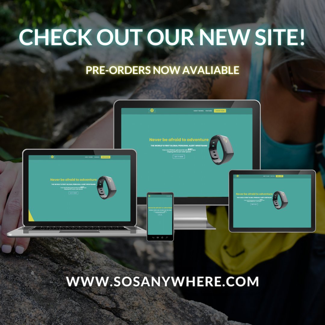 SOSAnywhere's tweet image. Protection at the CLICK of a button! 

Say hello to the NEW SOS website where you can now PRE-ORDER your band for only $97! This new emergency alert band weighs only .88 ounces, fits perfectly on your wrist, and has a battery life of 10 YEARS!! #sosanywhere