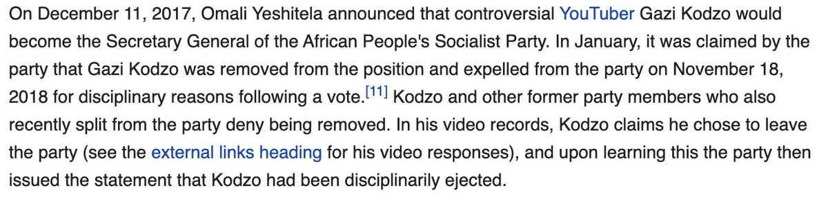 The cult ex-member account I linked above is actually about the African People's Socialist Party headed by Omali Yeshitela (who's been the leader for 50 years) where Gazi Kodzo got his start.  https://en.wikipedia.org/wiki/African_People%27s_Socialist_Party