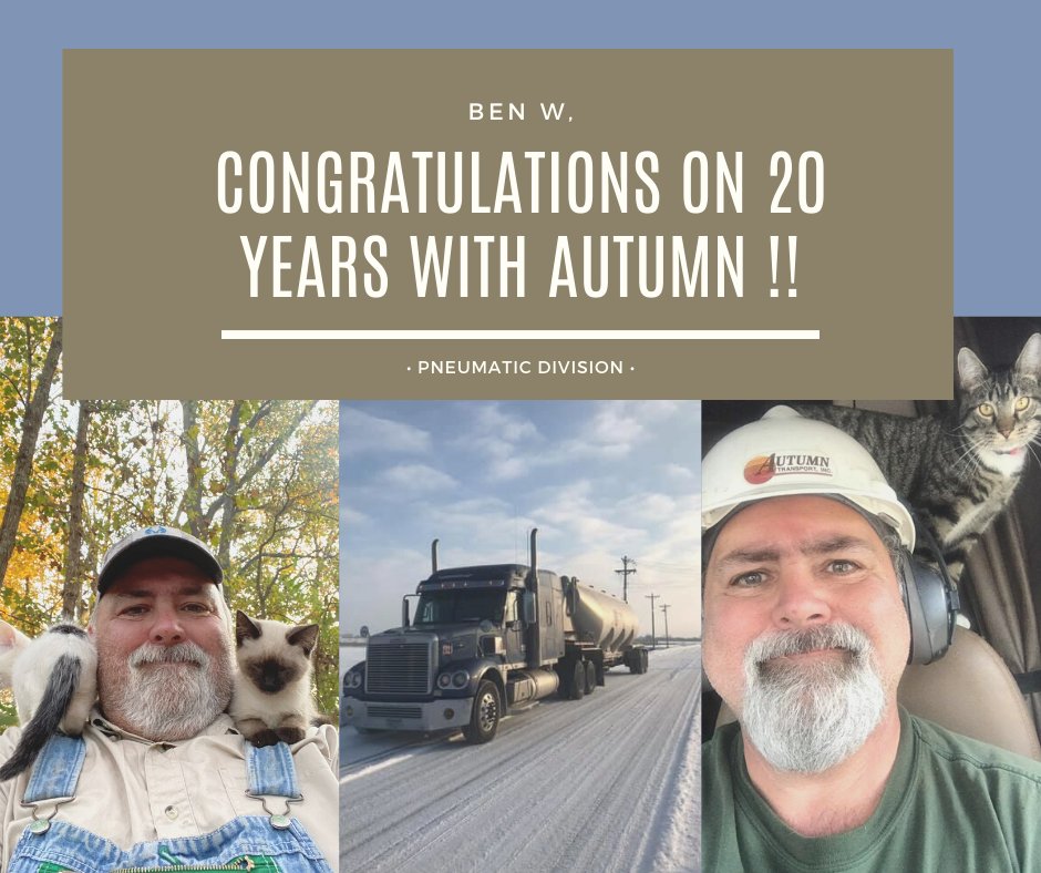 Congratulations to Ben W on 20 years with Autumn Transport! Thank you Ben for being such a fantastic driver and part of the Autumn family!