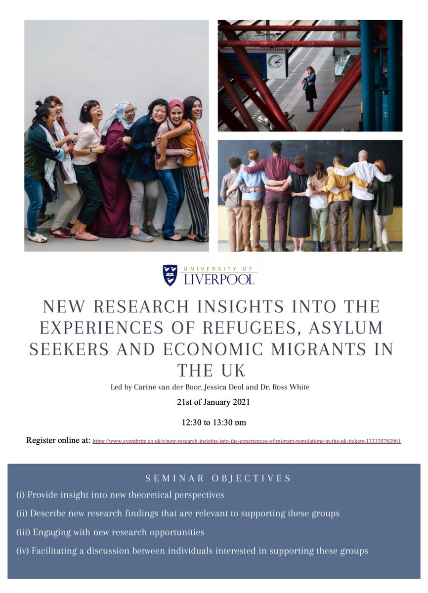 cvdboor_c's tweet image. Join us on January 21st for our online seminar on new research insights into the experiences of #refugees, #asylumseekers and #economicmigrants in the #UK. Register for free at: eventbrite.co.uk/e/new-research…