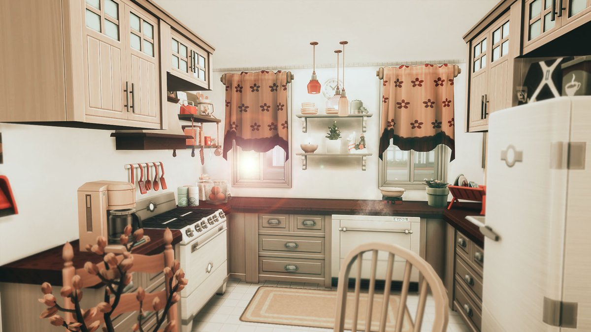 ElfishlyAmie's tweet photo. Ah I'm behind on my posts on here lol Here is a little vintage inspired house 🏠 
Build info:
1 bed/1bath
Lot: 20x15
$45,048
---------------------- 
#thesims4 #Sims4 #ShowUsYourBuilds https://t.co/fvnJW6sA8I