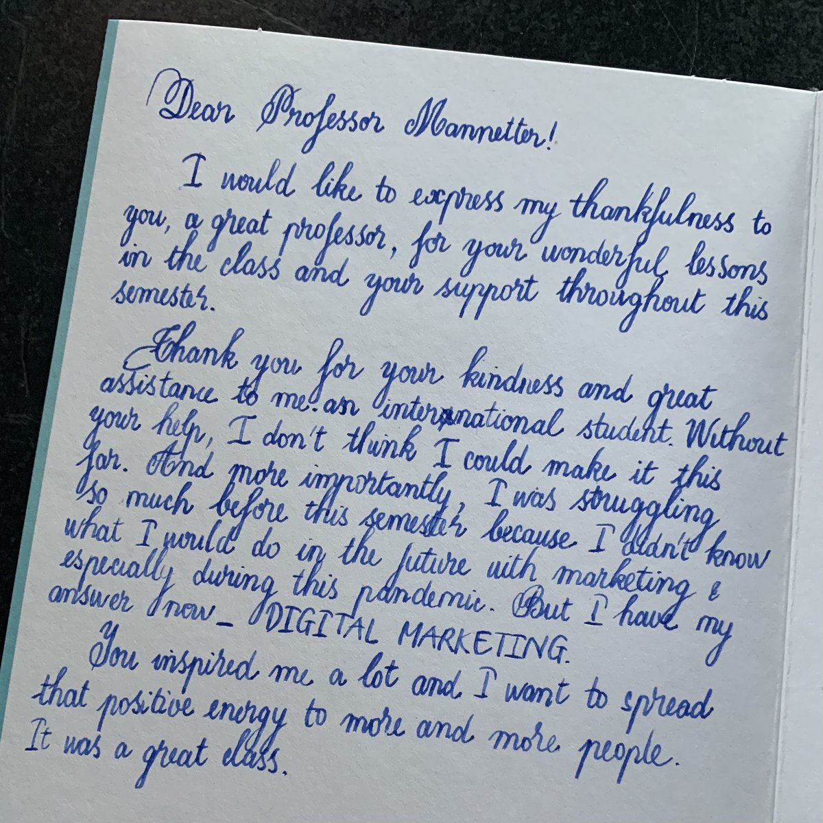 Tbh, I wasn’t really feeling ready to head back into the (virtual) classroom today. But this was waiting for me at my office, just when I needed it most. Our students are simply the best.